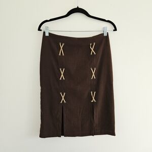Vintage Brown Skirt with Tan Accents